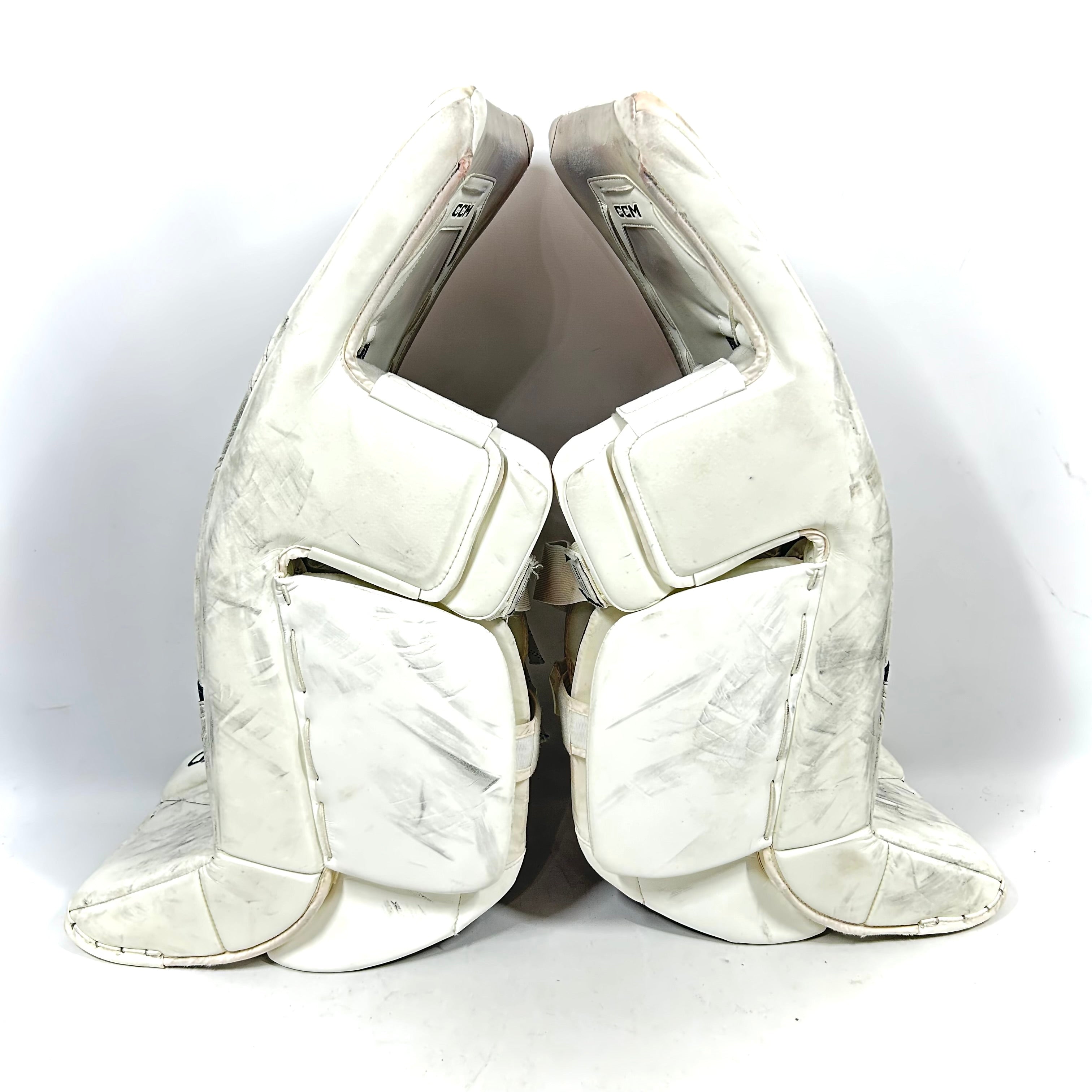 CCM AXIS 2 - Jambières de gardien de but AHL Pro Stock d'occasion (blanches)